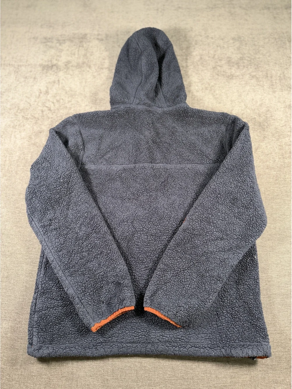 The North Face Men's Hooded Fleece Pullover Jacket Navy Blue and Orange M